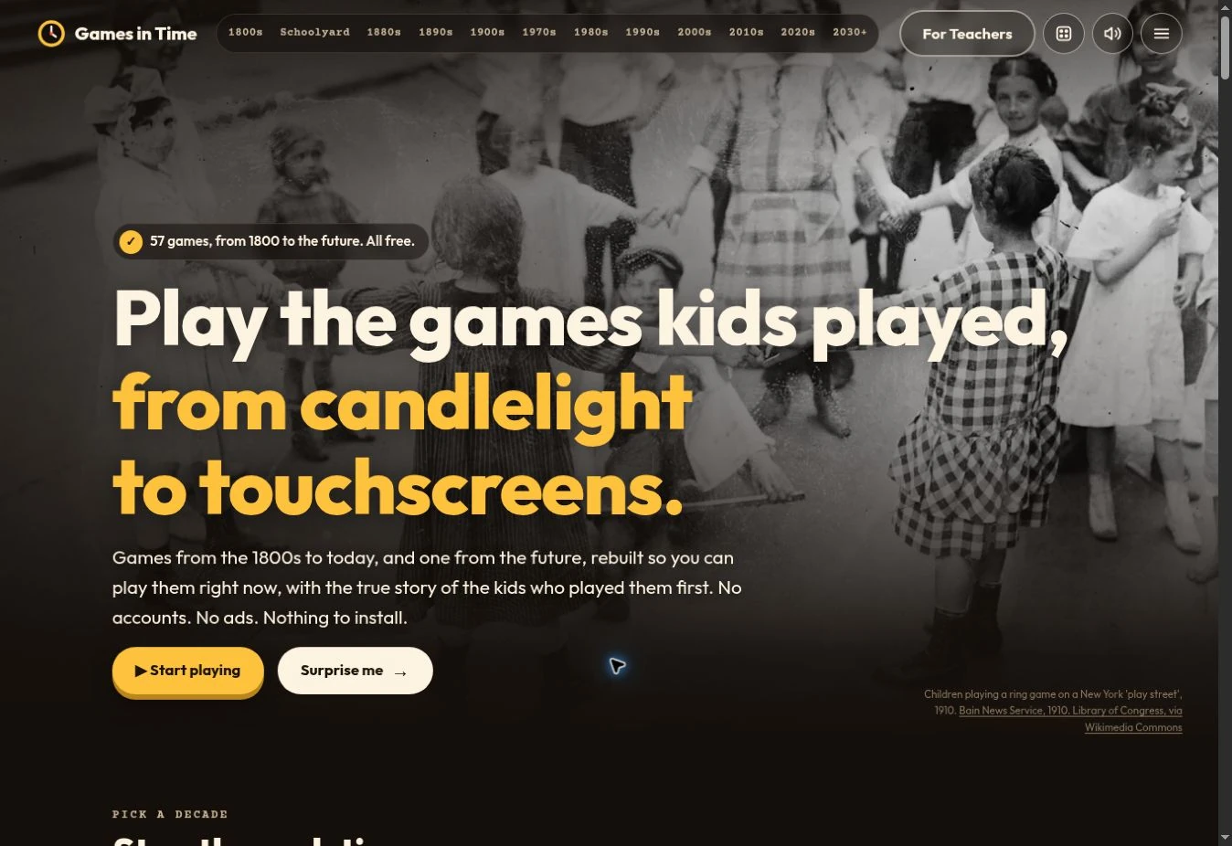 Games in Time, a platform of playable games and their history